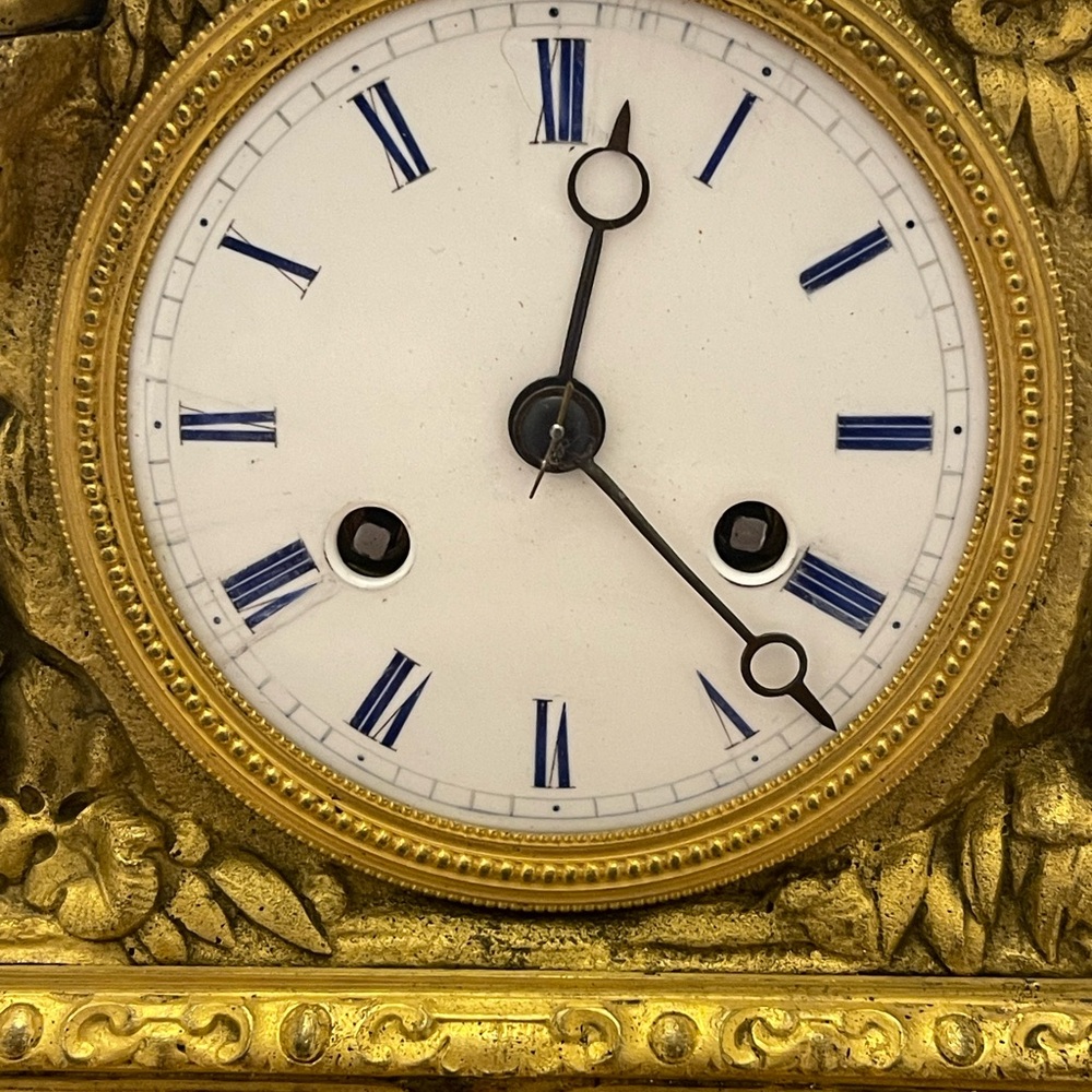 French Bronze-Dore Figural Mantel Clock 19th - Picture 6 of 16